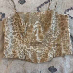 Vintage Gold Floral Brocade Corset Top